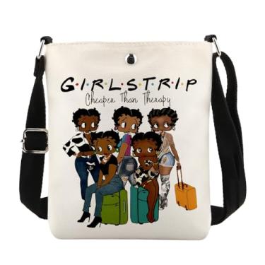 Imagem de MAOFAED Presente de viagem para meninas, presente de viagem para mulheres negras, terapia de agradecimento mais barata, bolsa tiracolo combinando amizade, Girl Trip Therapy