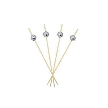 Imagem de Kit 500 Espetinhos Bolinha Prata Petiscos Festas Decoração - Kuni