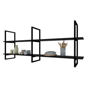 Imagem de Prateleira Suspensa Teto Cozinha prateleira preta nicho industrial nic