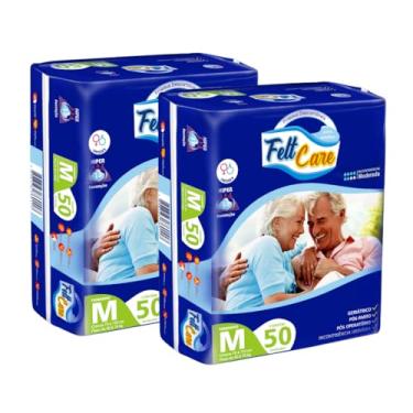 Imagem de Kit com 2 Pacotes Fralda Descartável Geriátrica Felt Care Adulto Revenda Incontinência Fita (M)