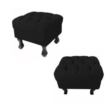 Imagem de Combo 02 Puffs Retrô Luis Xv Capitonê Preto - DS Estofados - Estopar