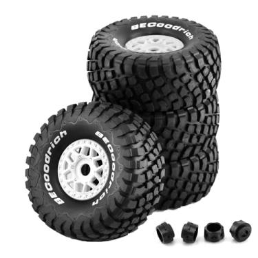Imagem de Chanmoo 1/8 RC Short Course Truck Tires and Wheels 17mm Hex OD 135mm 1/7 All Terrain Off Road Tyres for 1:7 1:8 RC Buggy Truck Car HSP TRAXXAS UDR DF7 FS Atom ARRMA Mojave YK4072 DF7 4PCS (White)