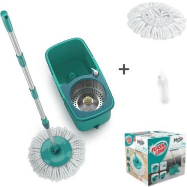 Imagem de Mop Giratório Pro Flash Limp Cesto Inox Centrifugação e Enxague Esfreg
