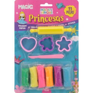 Imagem de Massa para Modelar Criativa Princesas com 11 Peças  Moldes e Acessório