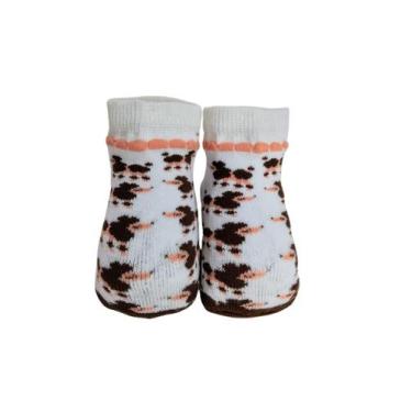 Imagem de Meia baby ant marrom branco e salmao poodle 0-15 ref-056056 - LEKE  ME