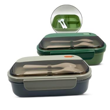 Imagem de Marmita com Divis�rias e Talheres 1,9L Recipiente Alimentos com Tampa Vedada lanche eletrolux Verde Cinza lancheira (Cinza)