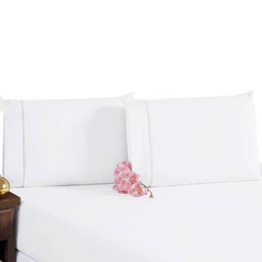 Imagem de Jogo De Lençol Queen Percal 200 Fios 100% Algodão 3 Peças - Branco