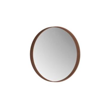 Imagem de Espelho Decorativo Redondo 50 cm Napoli Castanho - CasaH