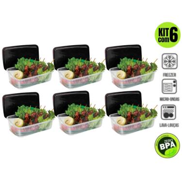 Imagem de Jogo De Potes Marmitas Fitness Vasilhas Plasticas Para Microondas Freezer Kit Com 6 Peças
