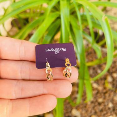 Imagem de Brinco argola c/ coraçoes vazados rommanel