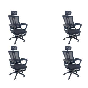 Imagem de Kit 4 Cadeiras de Escritório Presidente Executiva Oficial Paris Preto
