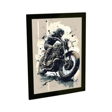 Imagem de Quadro Decorativo Moto Custom Motoqueiro Ilustração Marrom Quarto Sala Decoração Poster