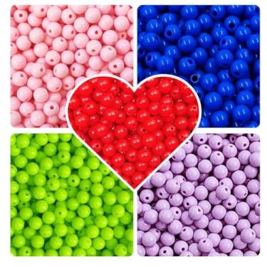 Imagem de Miçanga 8mm Pérola Sextavada Irizada ou Plástica kit 900 pçs c/ 9 cores Missanga Artesanato (Pérola Plástica)