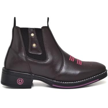 Imagem de Bota Botina Feminina Texana Bico Quadrado Confortável Com Zíper ou Pedra (Café Pedra, BR, Adulto, Numérico, 34)