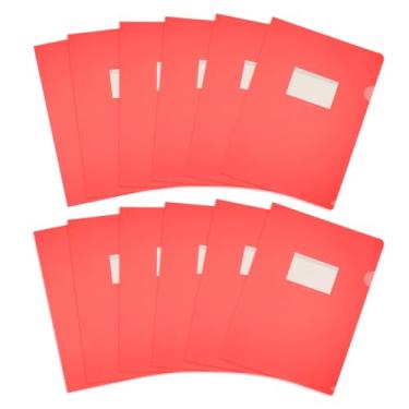Imagem de PATIKIL Pacote com 12 pastas de plástico tipo L, pastas transparentes tamanho carta para documentos, capas de papel, pasta de projeto com bolso para escritório em casa, vermelho