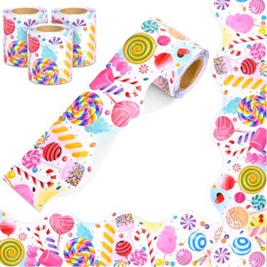 Imagem de 3Rolls Bordas de quadro de avisos Candyland de 2,5 m, pirulito, doces, acabamento recortado, bordas de boletim, volta às aulas, sala de aula, quadro-negro, uso para professores, estudantes, decoração
