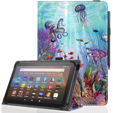 Imagem de Pudiceva Capa universal para tablet Android 10 de 10,1 polegadas, capa fina e dobrável para todos os tablets com tela sensível ao toque de 23 a 10,7 cm com suporte para caneta Stylus, Medusa