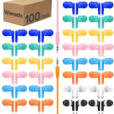 Imagem de Earbuds Wensdo HY01 Bulk Classroom, pacote com 100 fones de ouvido