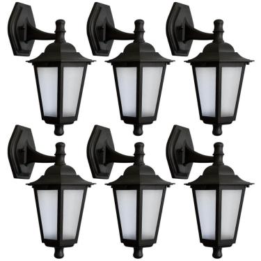 Imagem de Kit 6 Arandelas Coloniais Externas Luminária de Parede Preta Bivolt 20W Retrô Jardim Dital