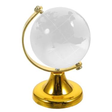 Imagem de Globo de cristal em miniatura da Besportble, globo mundial de mesa com suporte de mapa mundial ornamento de decoração artesanal para sala de estar, quarto, biblioteca, sala de aula, escritório, dourado