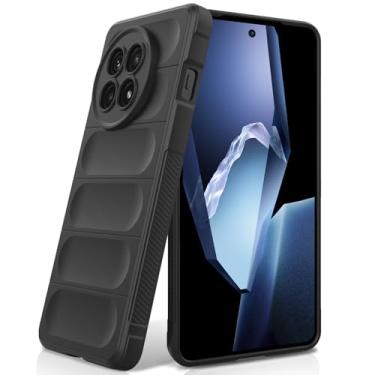 Imagem de BonYonka Capa de silicone para OnePlus 13, forro de microfibra antiarranhões, capa à prova de choque com proteção para câmera, preta