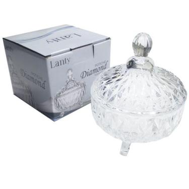 Imagem de Potiche Diamond Em Vidro Com Tampa 10,5x12,5cm Bomboniere Baleiro Deco