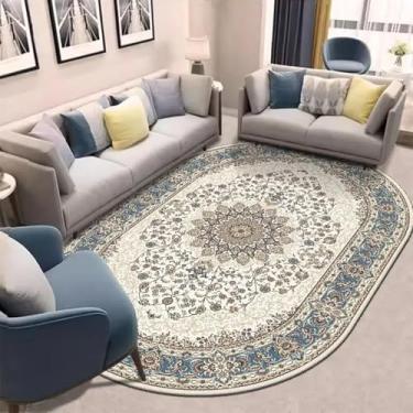 Imagem de Tapete oval para sala de estar, sofá, decoração retrô, mesas de centro, tapetes laváveis (200x250 cm/flanela - 4)