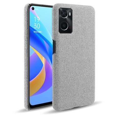 Imagem de Capa para OPPO A76 4G,Capa desenhada em lona,Case Protetora Ultrafina com Empunhadura Macia,Design em Tecido Antichoque e Antiarranhões-Light gray