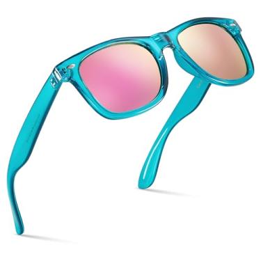 Imagem de Retro Rewind Armação translúcida colorida neon anos 80 óculos de sol espelhados para homens e mulheres, Turquesa translúcida | Espelho Revo Rose Gold, One size fits most