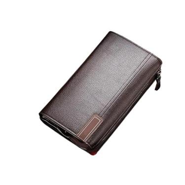 Imagem de Carteira masculina de couro, porta-cartão de crédito, bolso para moedas, carteira com proteção RFID, B, tamanho �nico