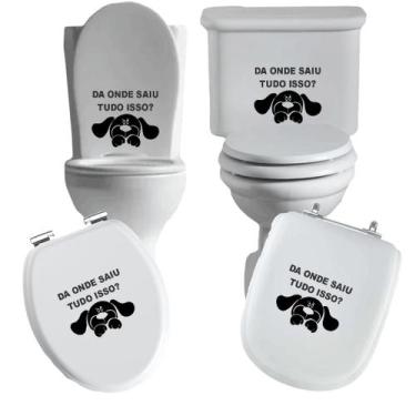 Imagem de Adesivo cachorrinho vaso sanitário privada caixa acoplada descarga azu
