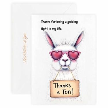 Imagem de MAGJUCHE Cartão de agradecimento para o padrinho – Selo e envelope de cera elegante, papel de 300 g/m², impressão vívida de 600 DPI, 12 x 17 cm, design de lhama