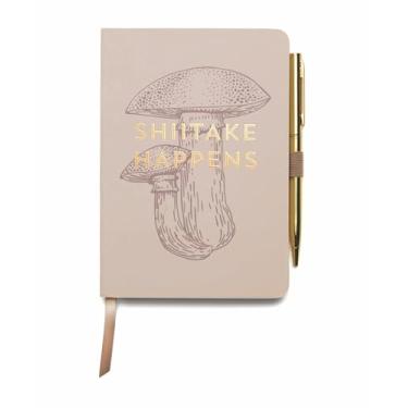Imagem de DesignWorks Ink Caderno macio vintage Sass 10,4 x 14,7 cm com caneta, 96 folhas, Shiitake Happens