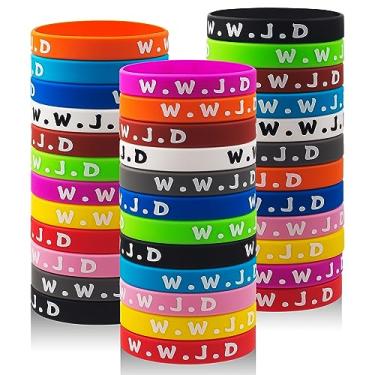 Imagem de 36Pcs WWJD Rubber Bracelets Colorful What Would Jesus Do Silicone Wristbands for Men Women Party Favors Christian Jesus wwjd Inspirational Bracelet Motivational Bracelet Christmas Gifts Church