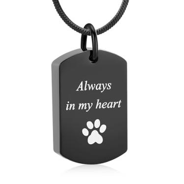 Imagem de Colar de urna para urna de bijuteria com cremação de Minicremação para animais de estimação, joia memorial com estampa de patas, pingente de recordação para cinzas de cães de estimação com kit de enchimento