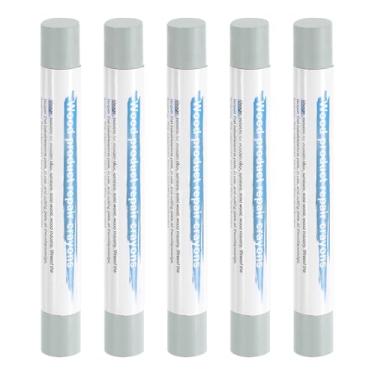 Imagem de HARFINGTON 5 peças de bastões de enchimento de madeira, cera de madeira, retoque de móveis, gizes de cera para furos de arranhões, azul e cinza