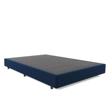 Imagem de Base para Cama Box Casal Torvi Suede (35x138x188) Azul Marinho - Mobly
