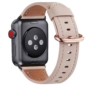 Imagem de WFEAGL Pulseira feminina de couro genuíno para Apple Watch SE e séries 10, 9, 8, 7, 6, 5, 4, 3, 2 e 1 de 41 mm, 40 mm, 38 mm e 42 mm (série 10)