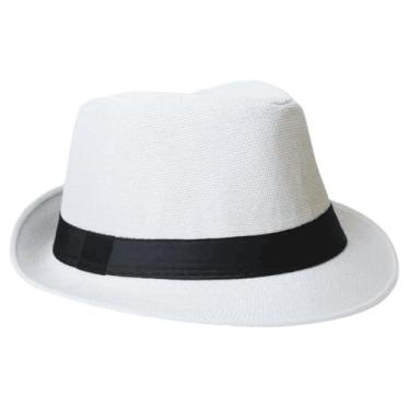 Imagem de Soffpjy 1920s Men Fedora Hat Accessories 20s Men Gangster costume Short Brim Summer Beach Sun Hat (White, 60cm)