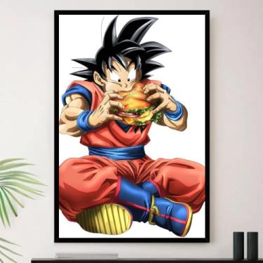 Imagem de Genérico, Quadro Goku Hamburguer Lanche Anime Decorativo A4 23x33cm
