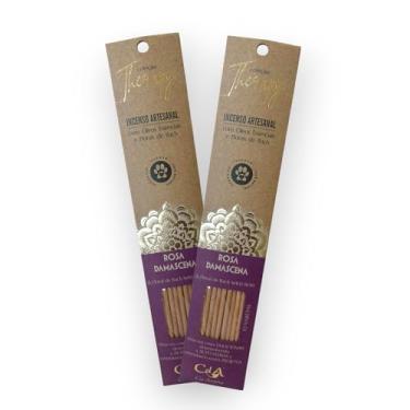 Imagem de Kit com 2 Incensos Naturais e Artesanais Vareta Therapy Rosa Damascena e Floral de Bach WILD ROSE