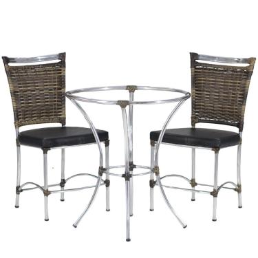 Imagem de 2 Cadeiras JK e Mesa em Alumínio para Cozinha, Varanda, Edícula Trama