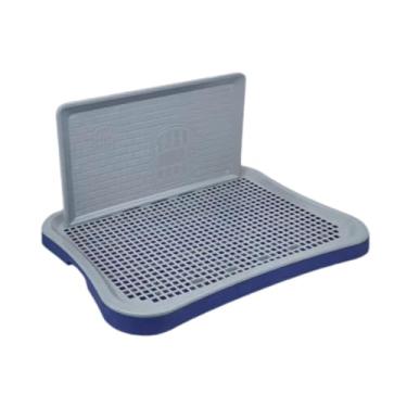 Imagem de Generic Bandeja para penico de cachorro, grades de malha portáteis, comadre removível, suporte para tapete higiênico, banheiro de treinamento para cães, Cinza Azul Escuro
