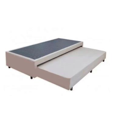 Imagem de Cama Box Bicama Auxiliar Solteiro Suede Espuma 8cm 88x188x40 Bege