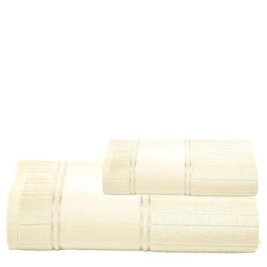 Imagem de Kit 1 Toalha De Banho E 1 Rosto Para Pintar Artesanalle – Jogo de Toalhas Premium 2 Peças com Barra para Pintar ou Bordar em Máquina – Diversas Cores (Marfim)