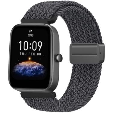Imagem de Meliya Pulseiras de nylon trançado compatíveis com Amazfit Active 2 1/GTR mini/GTS 2 2e 3 4/GTS 2 4 mini, pulseiras de reposição elásticas macias de 20 mm para Amazfit Bip 3/3 Pro/U/U Pro/S/S Lite