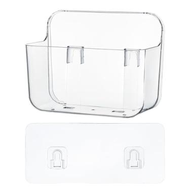 Imagem de Ganydet Organizador de porta de armário de plástico, suporte de chuveiro de plástico montado na parede, prateleiras de banheiro, caixa de armazenamento transparente sem broca, organizador de tampa de