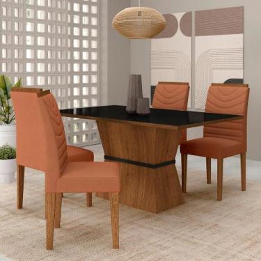 Imagem de Mesa 4 Cadeiras 1,36 Odessa Freijó/preto/suede Terracota - M.a - A Móv