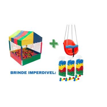 Imagem de Kit baby infantil 1 piscina de bolinhas 1x1 slim colorida + 1 balanço 