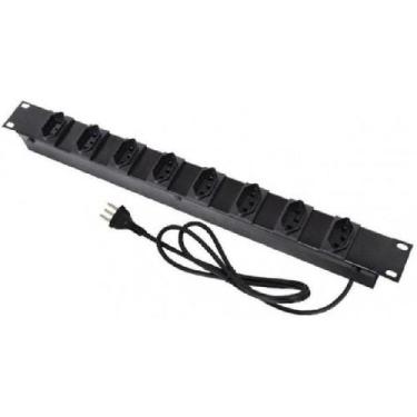 Imagem de Rack Hi-Top Regua 1 U 19" C/ 8 Tomadas 2P+T Preto
